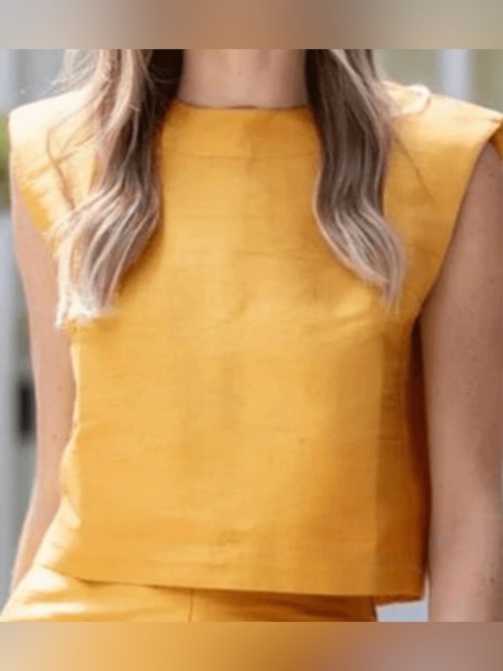 Julia Amory Slim Top Golden Saffron Silk Dupioni Size Small